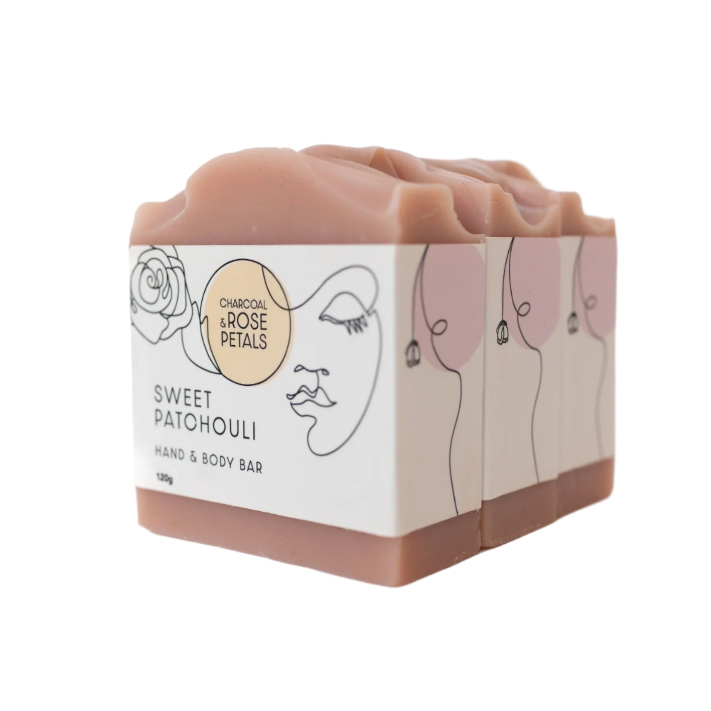 Charcoal & Rose Petals Bar Soap - Sweet Patchouli