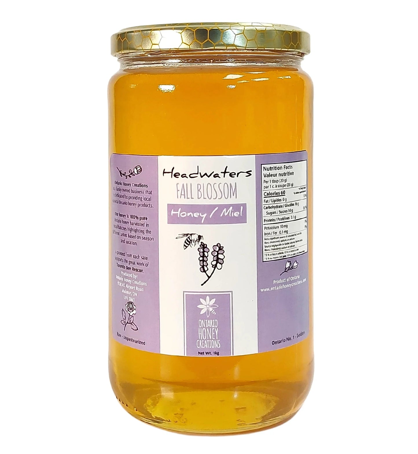 Ontario Honey Creations Raw Fall Blossom Honey 1kg
