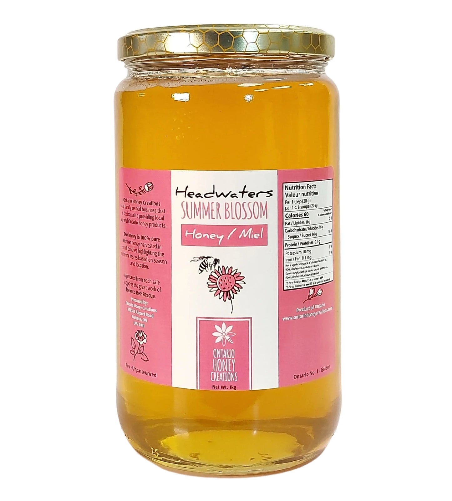 Ontario Honey Creations Raw Summer Blossom Honey 1kg