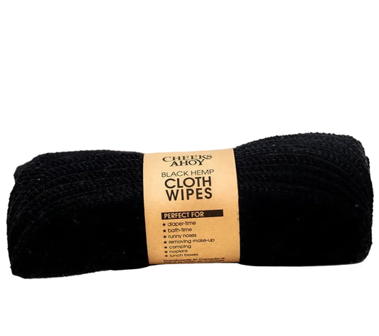 Cheeks Ahoy Black Hemp Cloth Wipes (Set of 5)