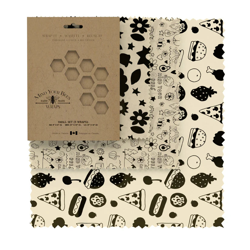 Mind Your Bees Beeswax Wraps - Doodles Print