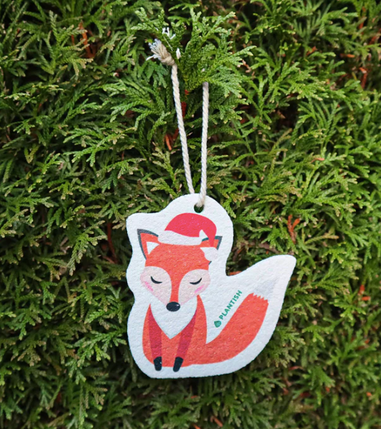 Plantish Holiday Sponge Ornament - Fox