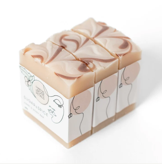 Charcoal & Rose Petals Holiday Bar Soap - Sugar & Spice