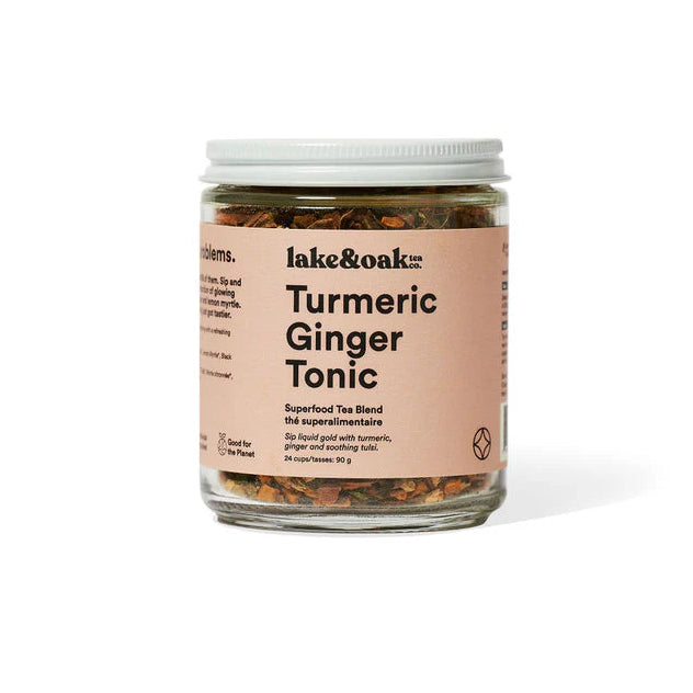 Jar of Lake & Oak Turmeric Ginger Tonic on a white background