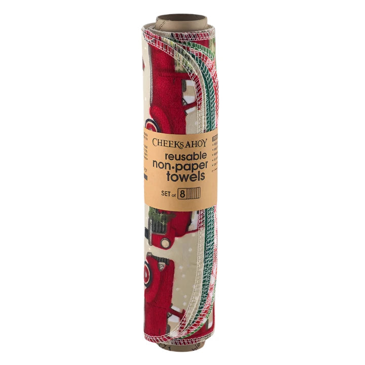 Cheeks Ahoy Holiday🎄Reusable Non-Paper Towels (8) -  Home for the Holidays