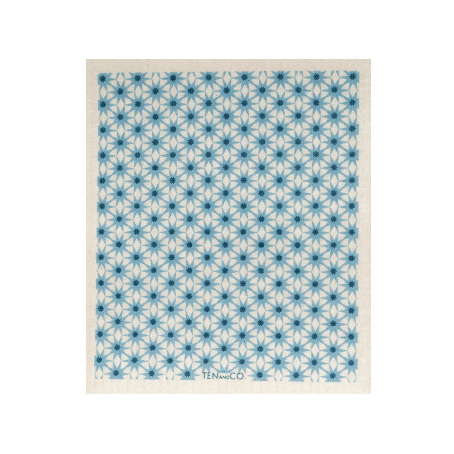 Ten and Co. Swedish Sponge Cloth - Starburst Blues on White