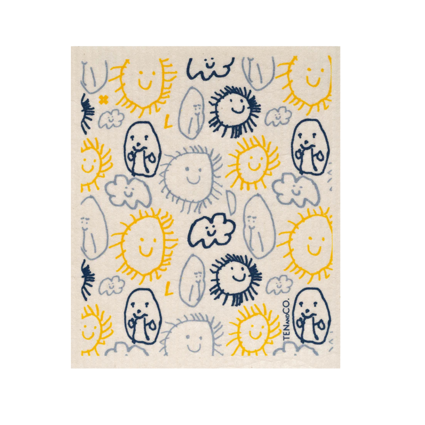 Ten and Co. Swedish Sponge Cloth - Sun, Clouds & Potato People