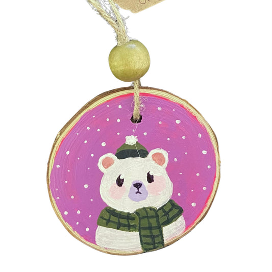 Janine Payne Illustrations Holiday Ornament - Green Polar Bear