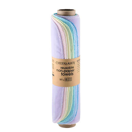 Cheeks Ahoy Pre-Rolled Reusable Non-Paper Towels (8) - Pastels